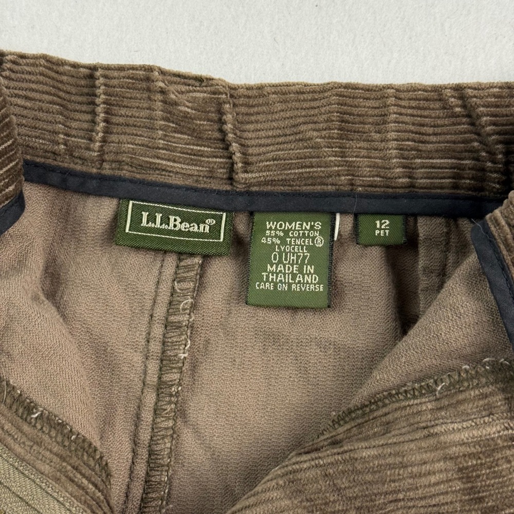 LL Bean Brown Corduroy Maxi Skirt Womens 12 Petite Wide Wale Cotton Tencel UH77 - Picture 4 of 7